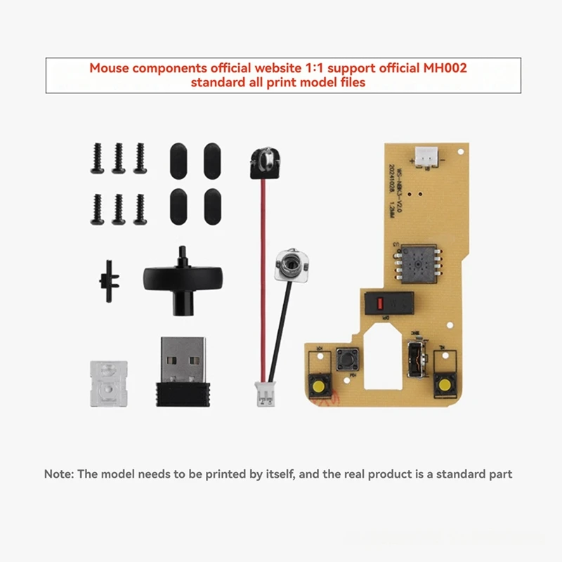 For Bamboo Lab DIY 3D Printing Wireless Mouse Kit Model 002 Computer Mouse Components with Printer Parts and Hardware-A25R
