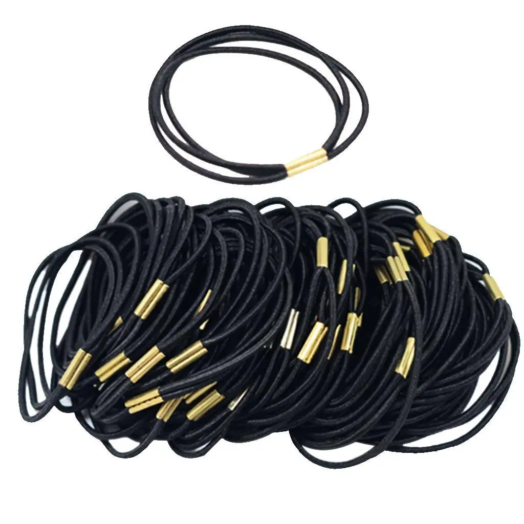 50 Pieces Black Round Elastic Band Stretch Rope Bungee Cord Accessories