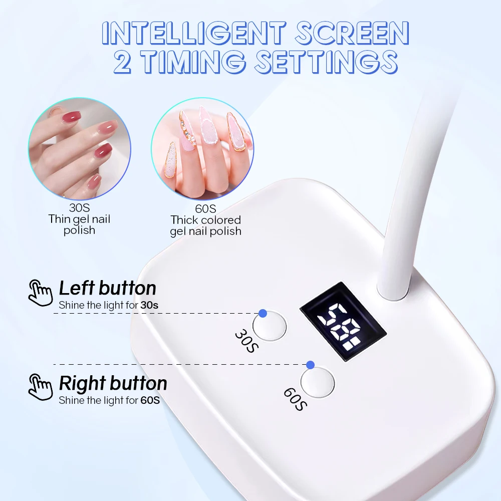 Mini UV LED-nagellamp Oplaadbaar 27 W UV-licht voor gelnagels Draadloze draagbare nageldroger 360 ° Draaibare Poolse uithardingslamp