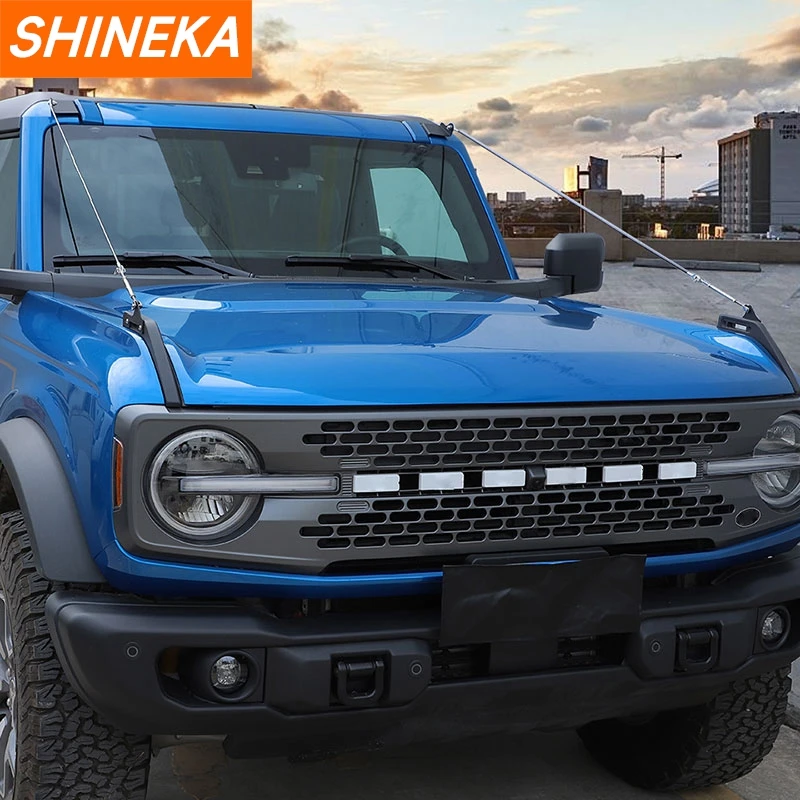 SHINEKA Hood Protector Obstacle Eliminate Rope Limb Risers Kit for Ford Bronco 2021 2022 2023 Up Car Exterior Accessories Metal