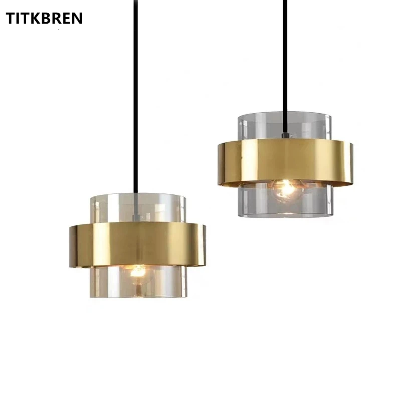 

Simple Bedroom Bedside Pendant Light Glass Metal Suspension LED Lamp Indoor Dining Room Bar Cafe Nordic Fixtures