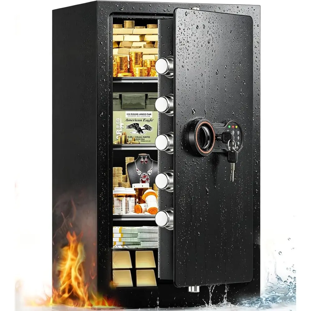 35-Minute 1700°F Fireproof Safe for Home Documents, 27.6 Tall, 64lbs Heavy-Duty with Alarm and LED Sensor