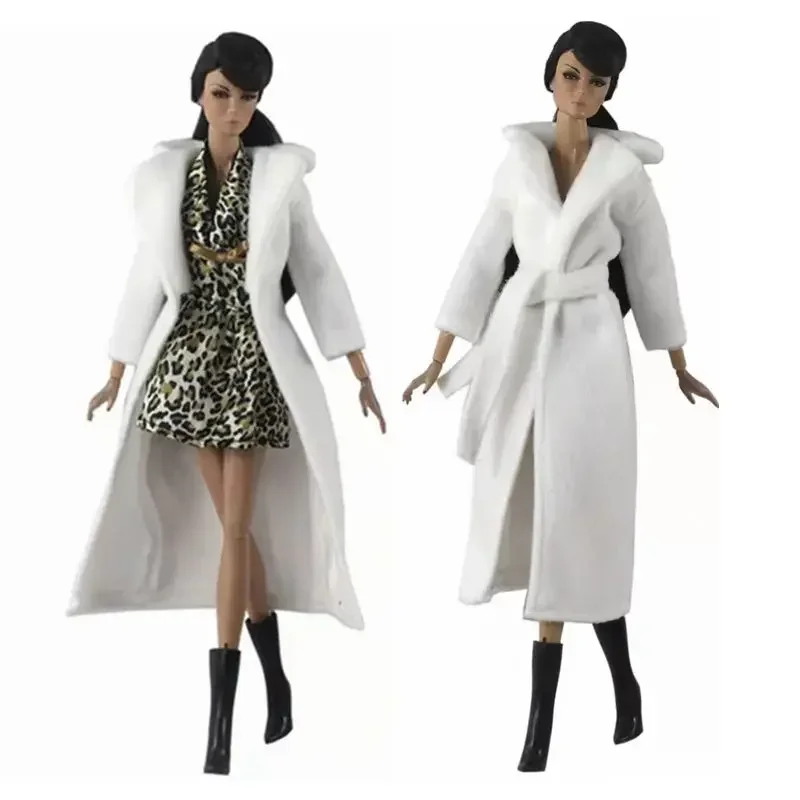 30cm Dolls Outfits White Parka for Barbie Clothes Jacket Winter Long Coat 1/6 Doll Accessories for Barbie Dress Kids Toys 11.5