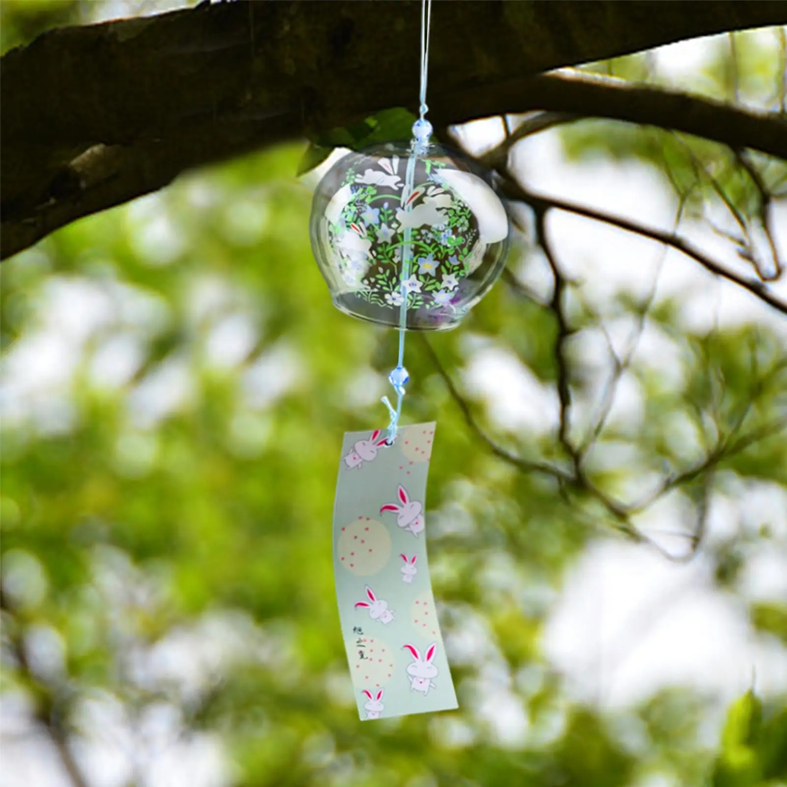 Japanese Style Cherry Blossoms Wind Chimes Romantic Flower Blossom Small Wind Bells Decoration Home Glass Pendant Garden Decor