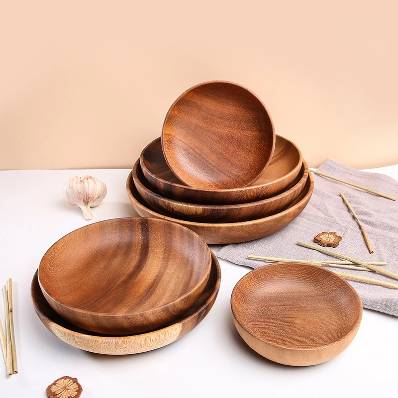 

Acacia Solid Wood Plate Western Food Dishes Dessert Cakes Trays