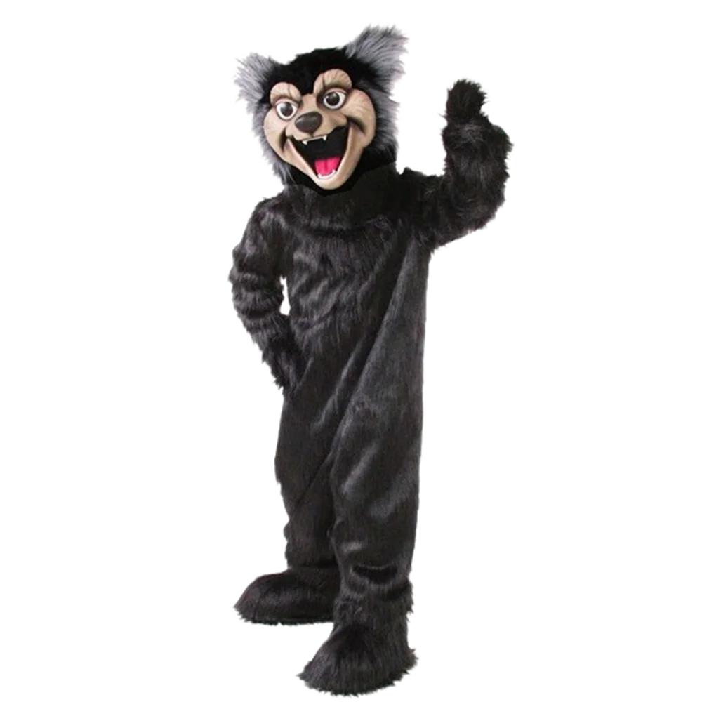 Halloween Theme Carnival Cosply Costume Black Wolf Mascot Costume Adult Cartoon Character Party Plush Mascotte Kit SW890