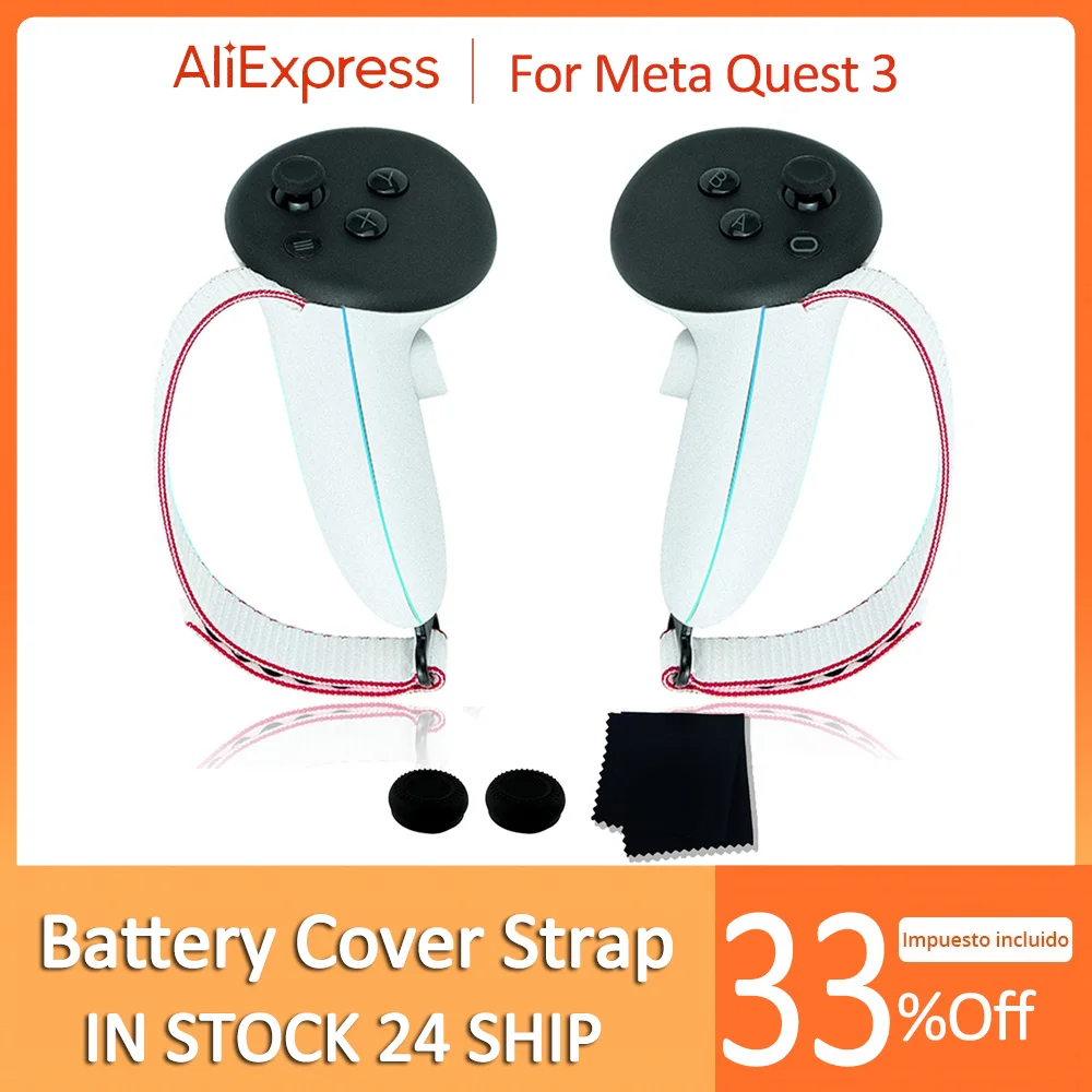 طقم بديل لجهاز تحكم ميتا كويست 3 ، غطاء بطارية مع حزام ، غطاء هزاز ، ملحقات ألعاب الواقع الافتراضي