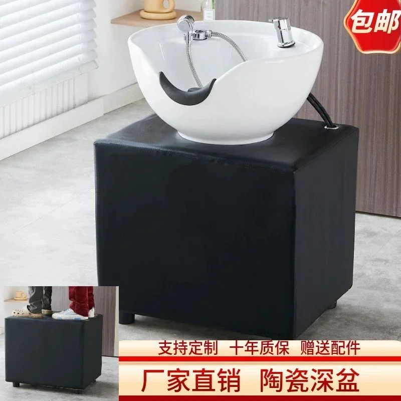 sitting vertical washbasin column ceramic base hair salon barber shop