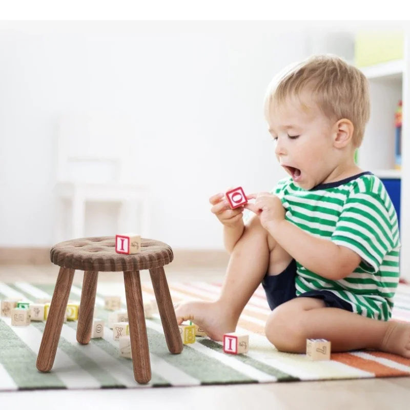 

Solid Wood Household Small Stool Children's Small Bench Entrance Shoe Changing Stool Creative Biscuit Living Room Stool