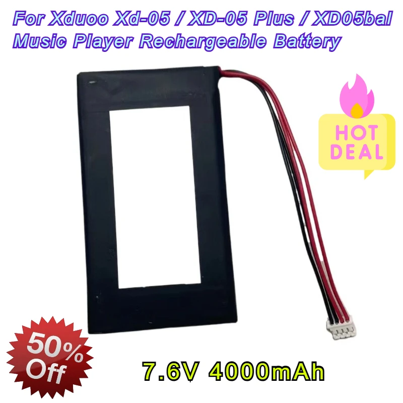 

Сменная батарея 7,6 В, 4000 мАч для музыкального плеера Xduoo Xd-05 / XD-05 Plus / XD05bal, перезаряжаемая батарея