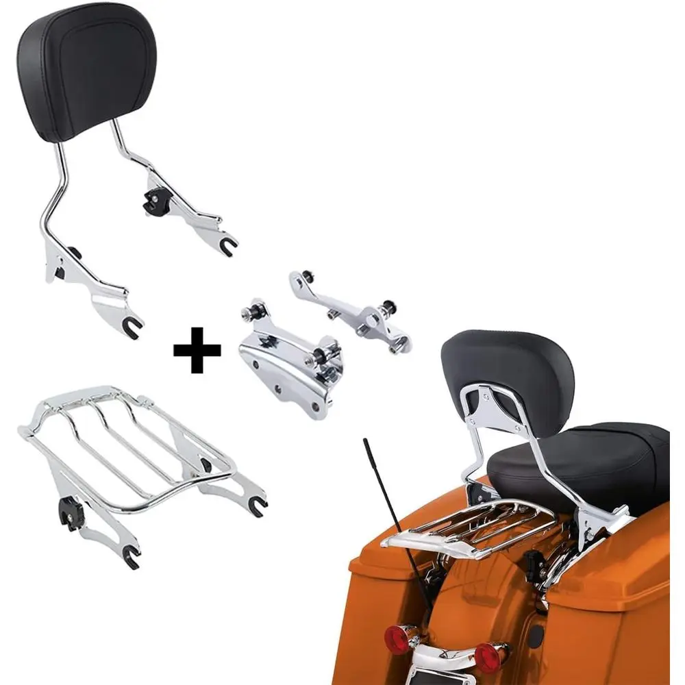 

Съемная спинка пассажира Sissy Bar с большой стойкой и 4-точечным стыковочным комплектом для Air Wing, Touring, Road King, Street 2009-2013 гг.