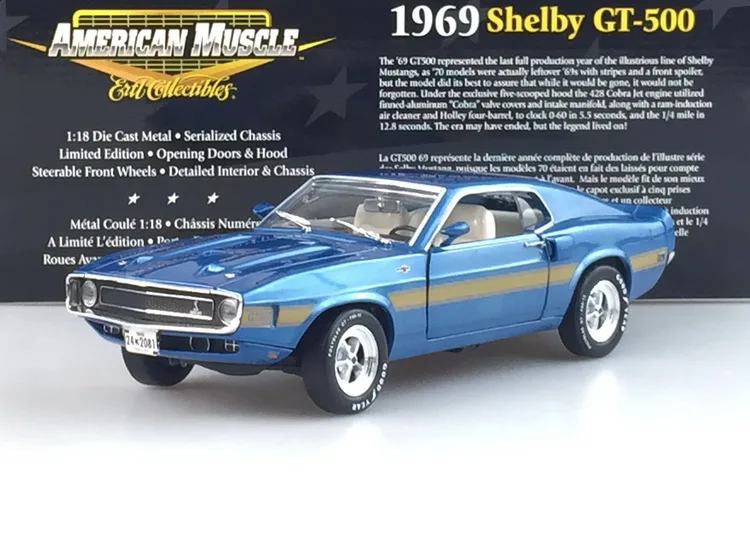 Ertl 1:18 Shelby GT-500 1969 Vintage Car Alloy Fully Open Simulation Limited Edition Alloy Metal Static Car Model Toy Gift