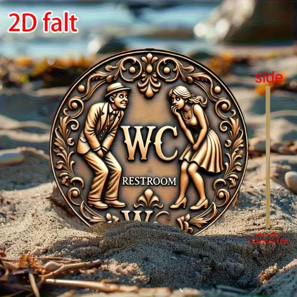 Rundes Vintage-Toilettenschild – 2D-Wandkunst, einfach aufzuhängen, Dekor für Zuhause, Küche, Badezimmer, Hotel, Büro