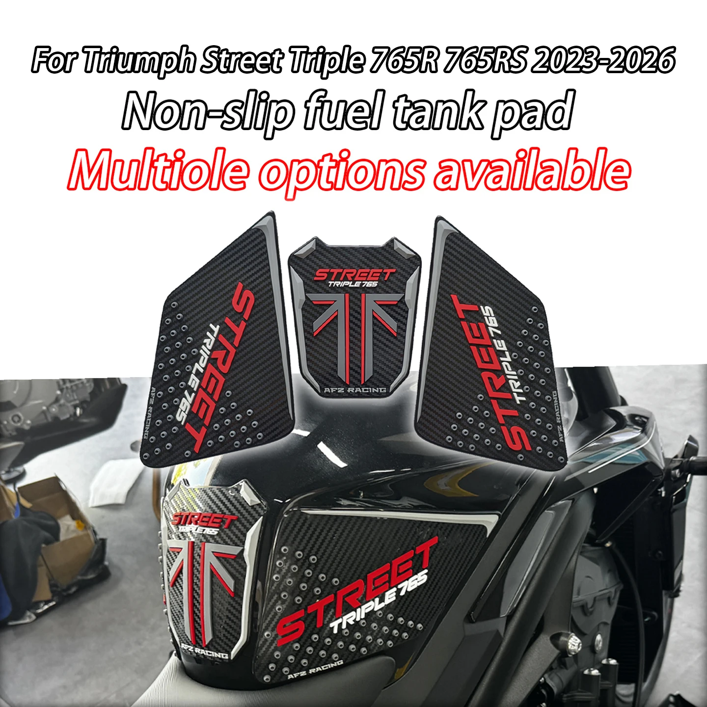 

Наклейки для мотоцикла Triumph Street Triple 765RS R 2023-2026, 3D резиновые противоскользящие накладки, защитные наклейки для топливного бака