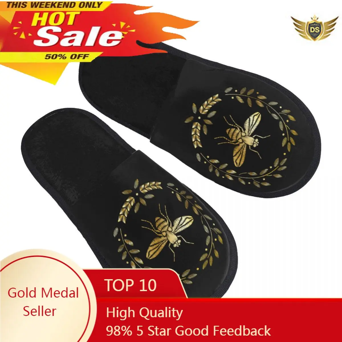 

Indoor Embroidered Bee Warm Slippers Winter Home Plush Slippers Fashion Home Soft Fluffy Slippers