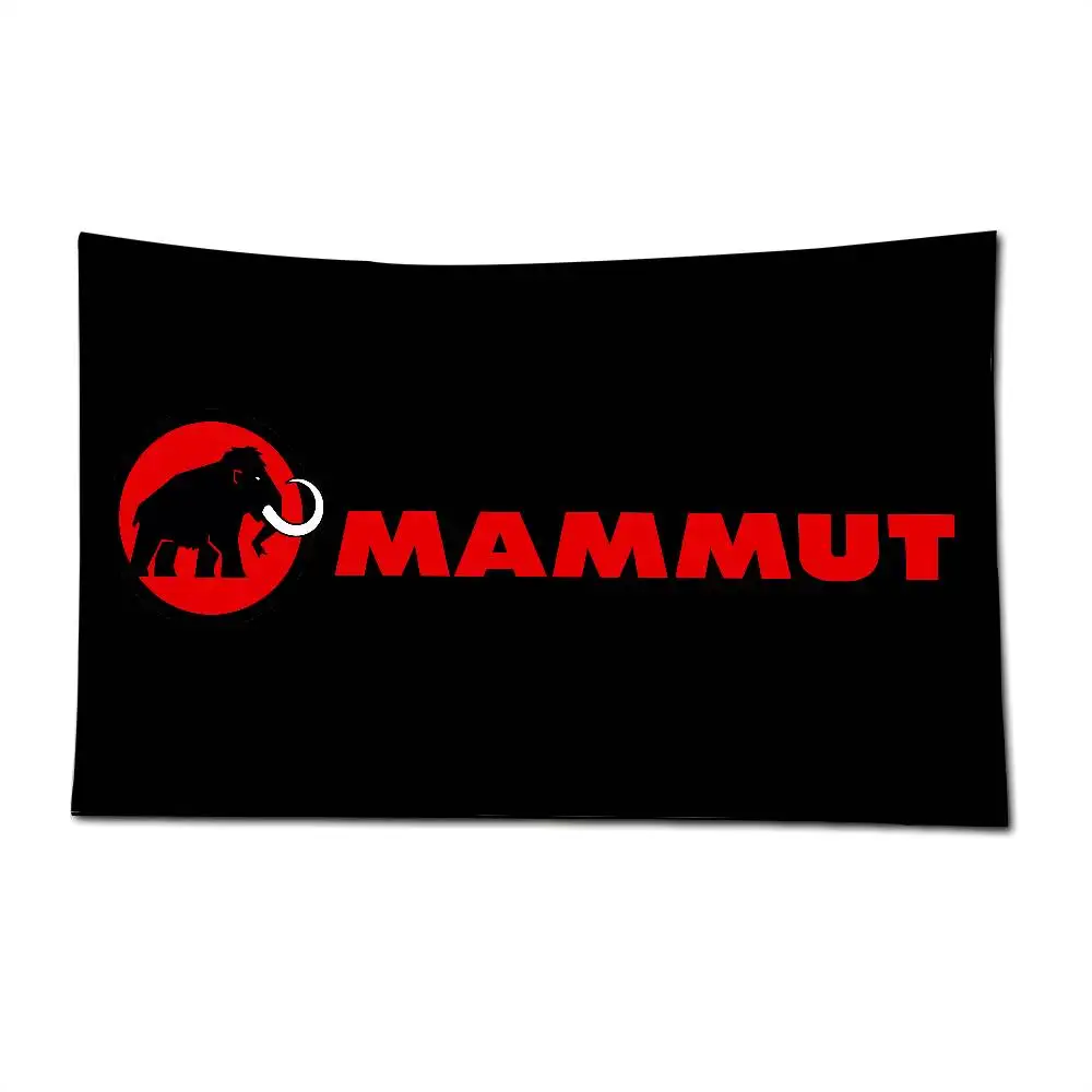 M_MAMMUTS شعار العلم البوليستر المطبوعة أعلام السيارات لغرفة المرآب ديكور التخييم في الهواء الطلق