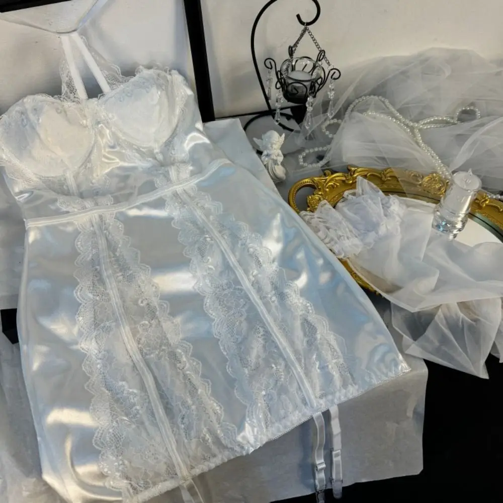 

Модная приталенная кружевная ночная рубашка, атласная шелковая сетчатая ночная рубашка с лямкой на шее, милое женское белье, ночная рубашка без рукавов, домашняя