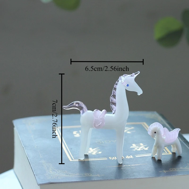 Crystal Glass Equine Zodiac Statue Office Desk Art Piece Decorative Craft Object Colored Glaze Animal Miniatures Home Decoration
