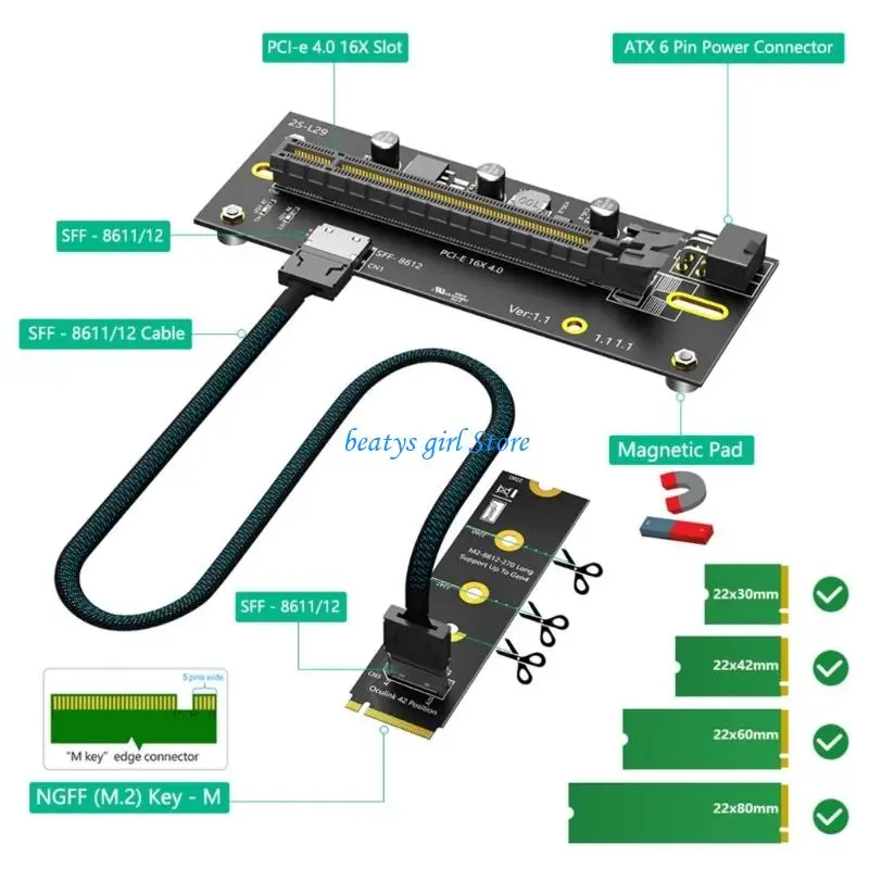 

C7AB M.2 M NVME To SFF8611/8612 Adapter Cable M.2 To Oculink Extension Cable Pcie