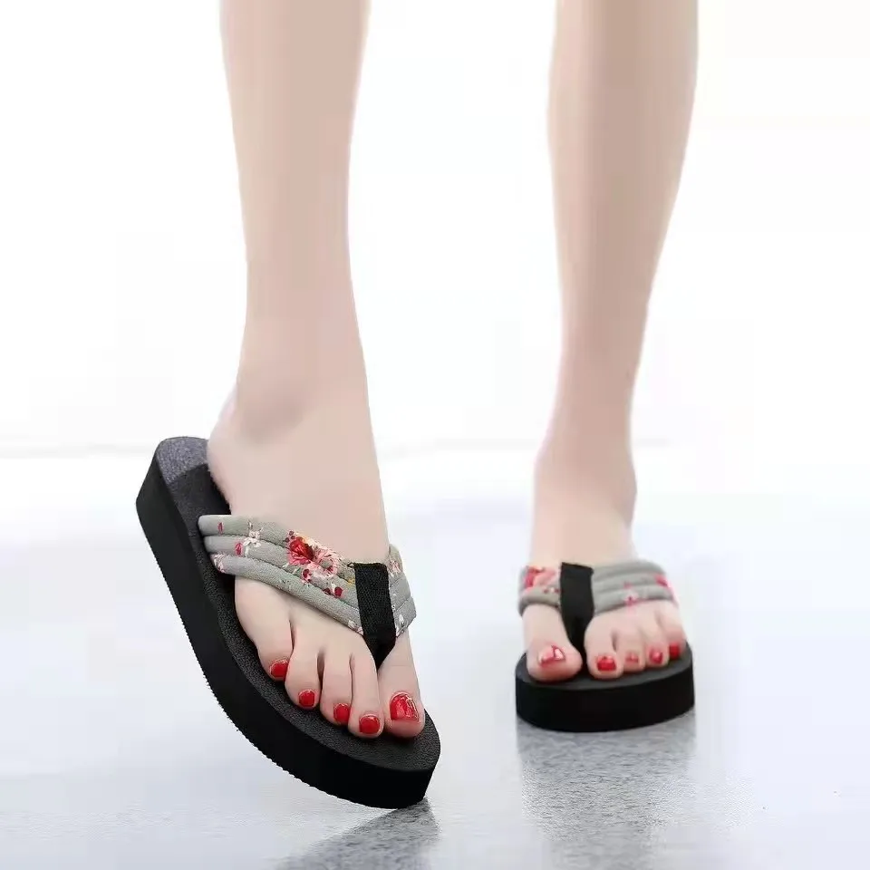 Fashion Flip Flops Beach Women Shoes Slippers Flat Open Toe Floral Slipper Summer Sandals For Woman Flat Slide Indoor House