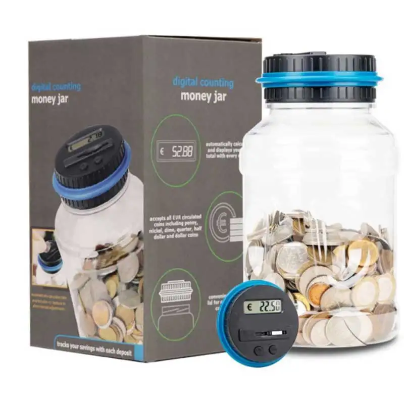 ذكي العد عملة البنك دلو عملة تخزين عملة صندوق تخزين جنيه الدولار اليورو عملة عداد عملة هدية شاشة LED