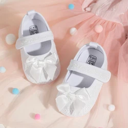 KIDSUN White Toddler Princess Shoes Bowknot Cotton Soft Sole Infant First Walkers Shoes Evening Wedding Baby Girl Dress Shoes