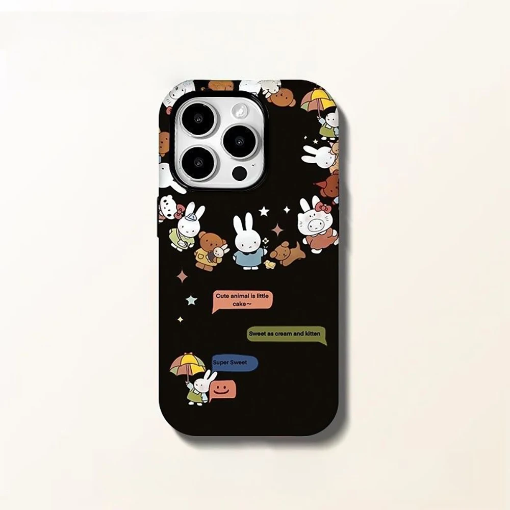 Kawaii ميفي آيفون XS/XR/11/12/13/14/15/16ProMax جراب هاتف لطيف ميفي أصدقاء غطاء سيليكون المضادة للخدش واقية فتاة هدية