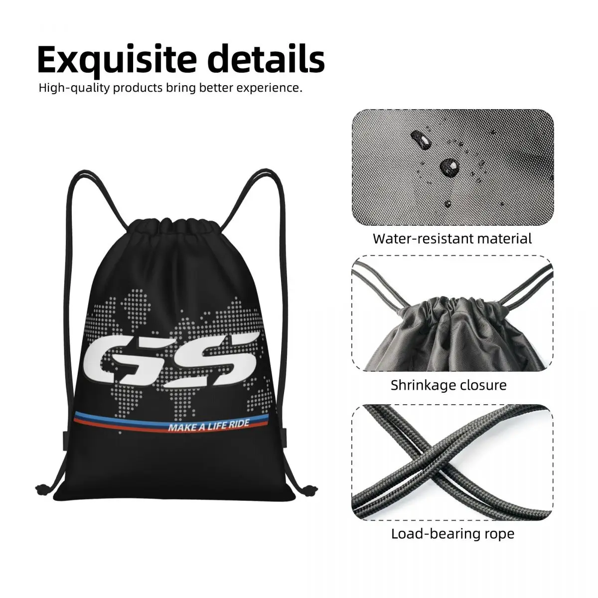 Motorcycle GS World Map Racing Bags Drawstring Backpack Gym Sackpack Moto Motorbike Enduro Race String Bag for Riding