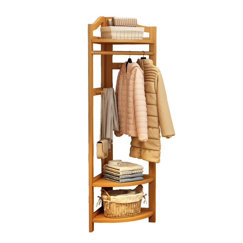 

Household multi-functional corner, coat rack bedroom, floor bamboo hanger, simple hanger, clothes and pants rack