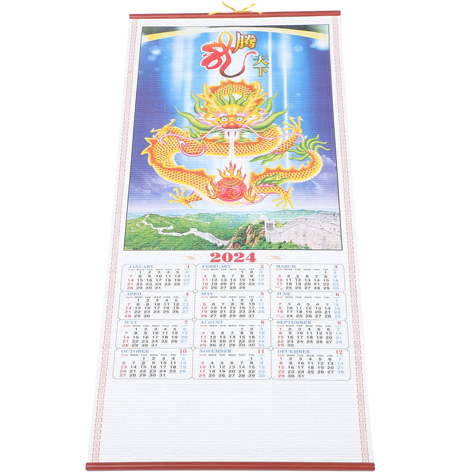 

2024 Traditional Chinese Dragon Year Wall Hanging Calendar Premium Paper Classic Design Lunar Events Calendar for Home Office
