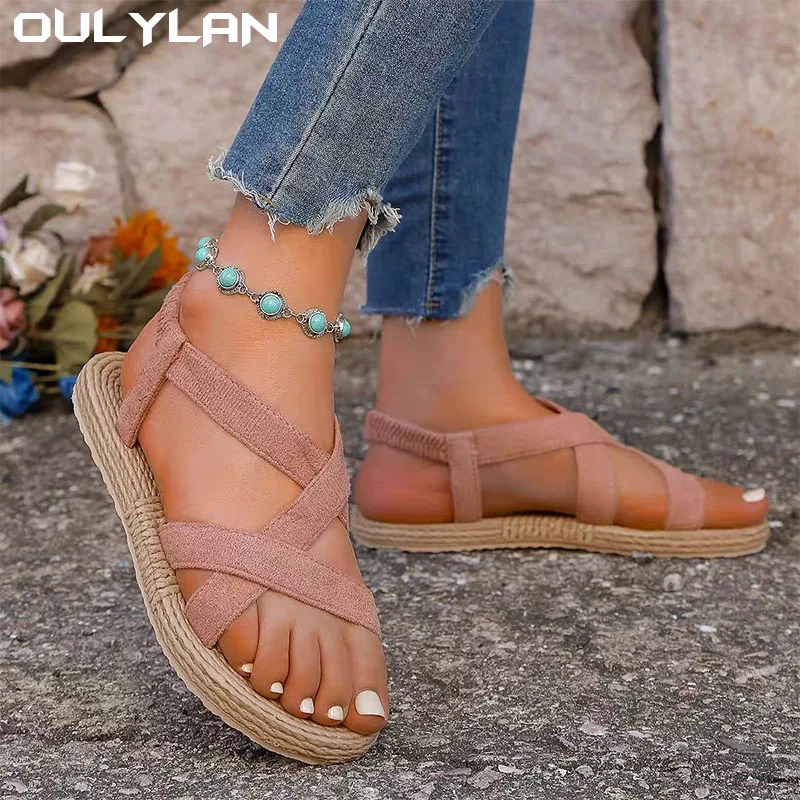 Solid Color Features Trend Anti-slip Wear-resistant Soft Soled Flat Sandals Ultralight Women's Sandals Fashion