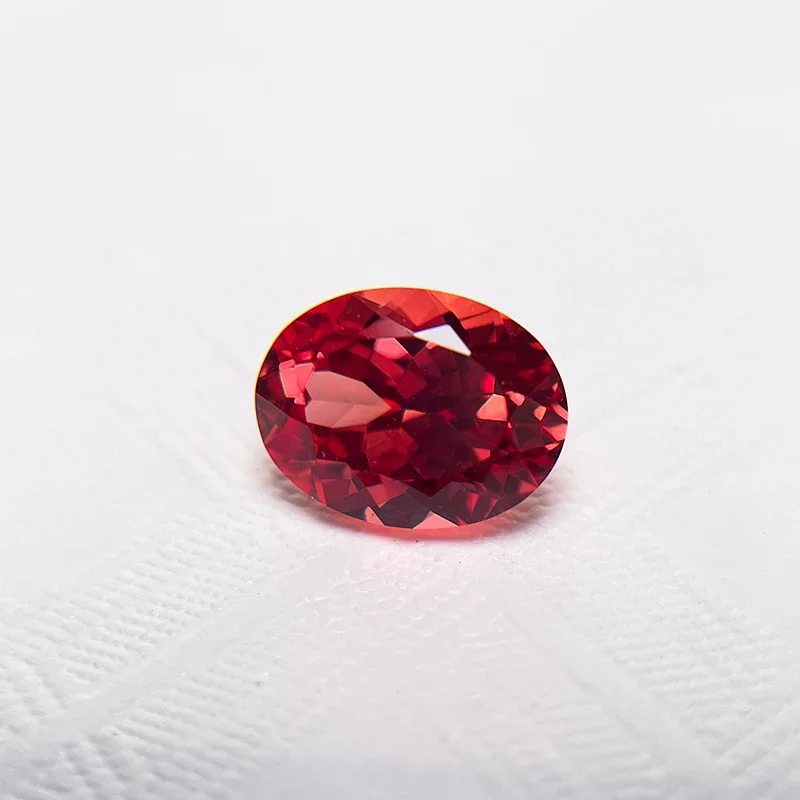 Laborgezüchteter Saphir, loser Stein, oval geschliffen, Sonnenuntergangsrot, Charms-Perlen für DIY-Schmuckherstellung, Material, wählbares Zertifikat – Detail 3