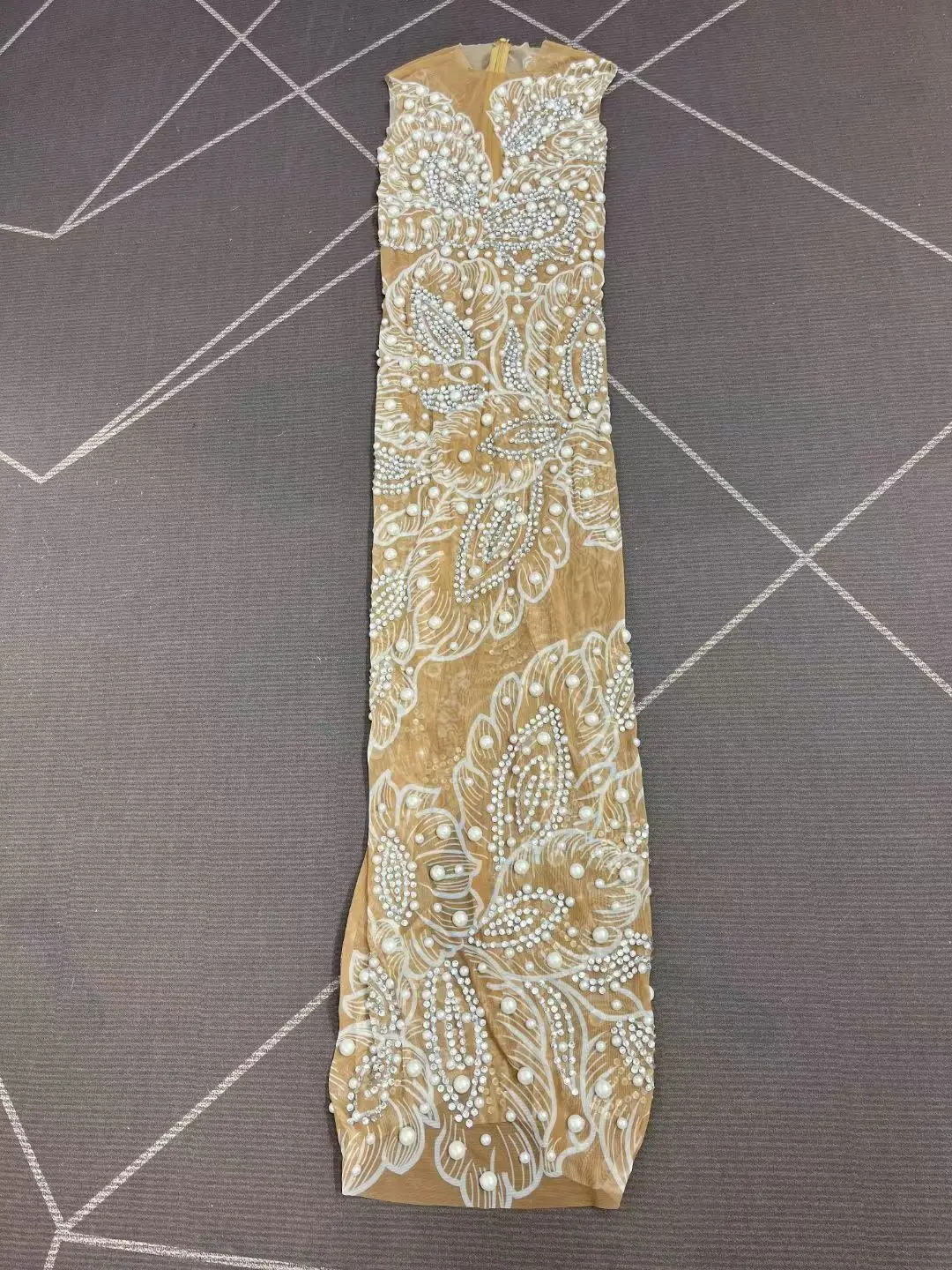 Frauen Luxus Prom Kleider Glänzenden Strass Perlen Mesh Lange Geburtstag Promi Abend Club Party Kleid Damen Bühne Kostüme