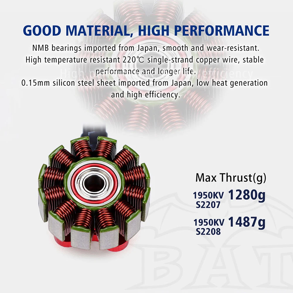 SURPASSHOBBY BAT S15 S22 시리즈 브러시리스 모터 고품질 고성능 브러시리스 모터 3인치 크로스 모터 (3인치, 3.5인치, 4인치, 7인치 드론용)