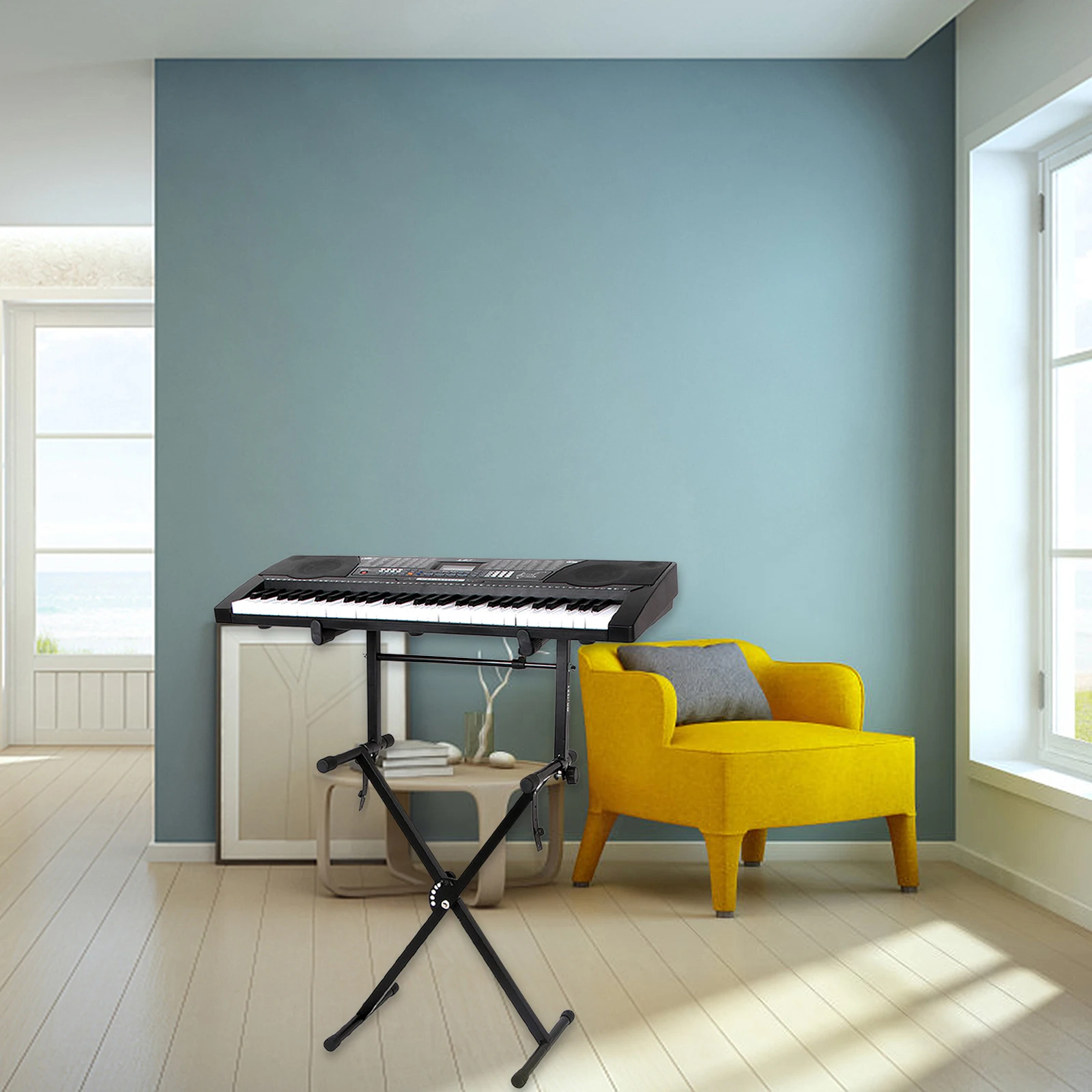 

Universal Electric Organ Stand Rack Heavy Duty Keyboard Stand Rubber Pads Durable Stable For Stage Home Studio Black