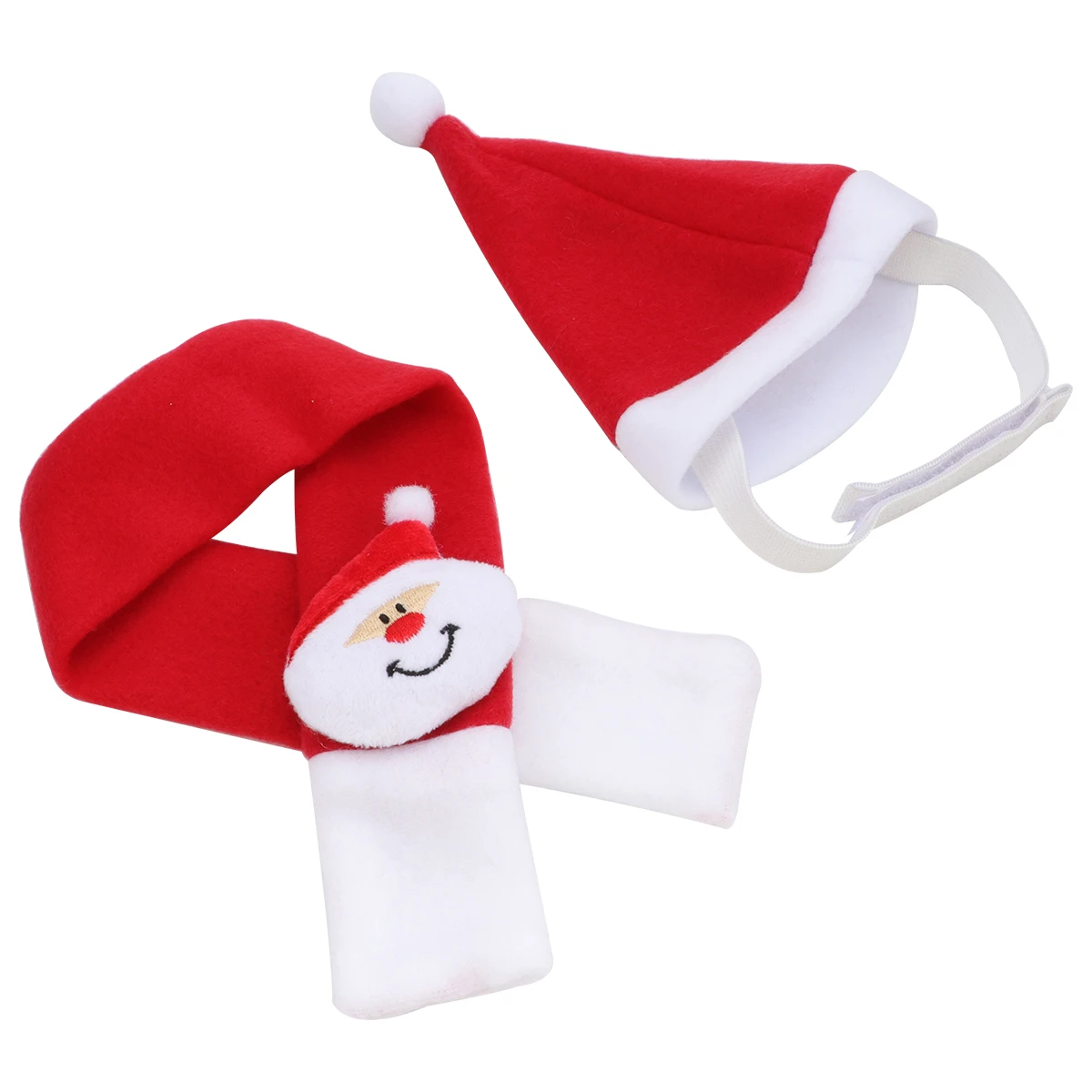 

2Pcs Pet Christmas Hat Scarf Soft Premium Material Festive Dog Clothes Single Face Fleece Santa Costumes Photo Props