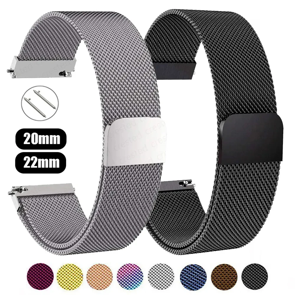 

20mm 22mm Milanese Loop Strap For Samsung Galaxy Watch 3 4 5 44mm 40mm S3 Active 2 Watchband For Huawei Watch GT 4 Amazfit Bip