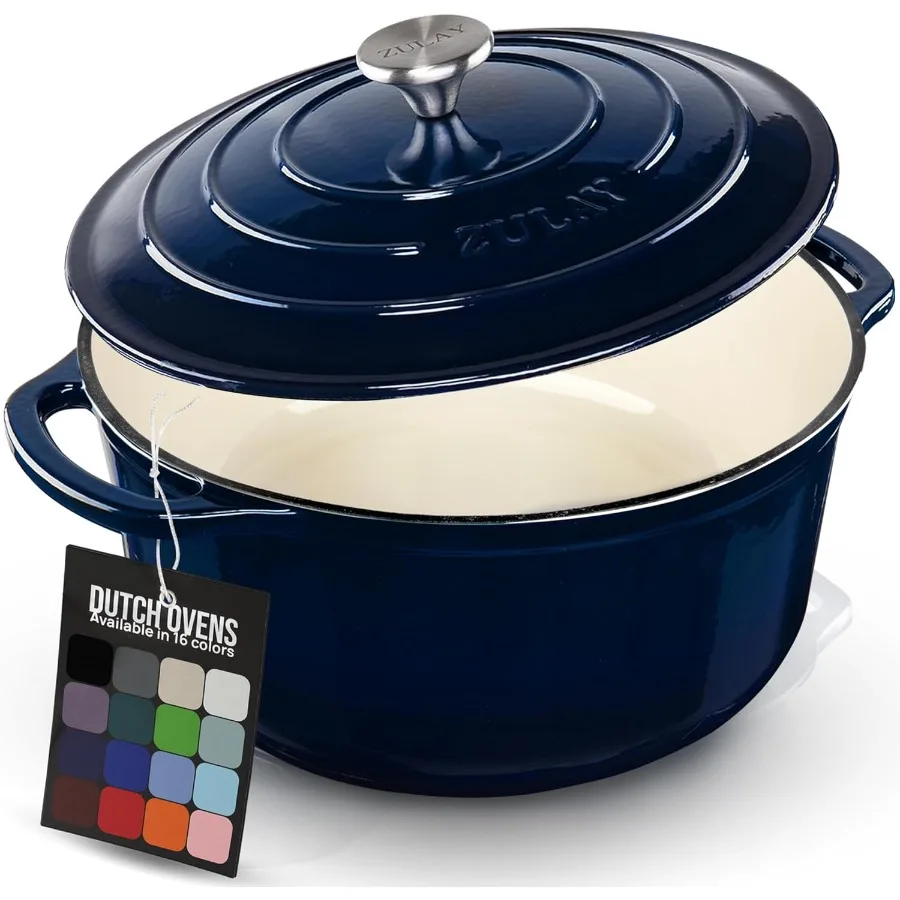 

6 Quart Enameled Cast Iron Dutch Oven Pot with Lid Premium Durability Oven Safe up to 500F Heavy Duty Cookware Perfect for Brea