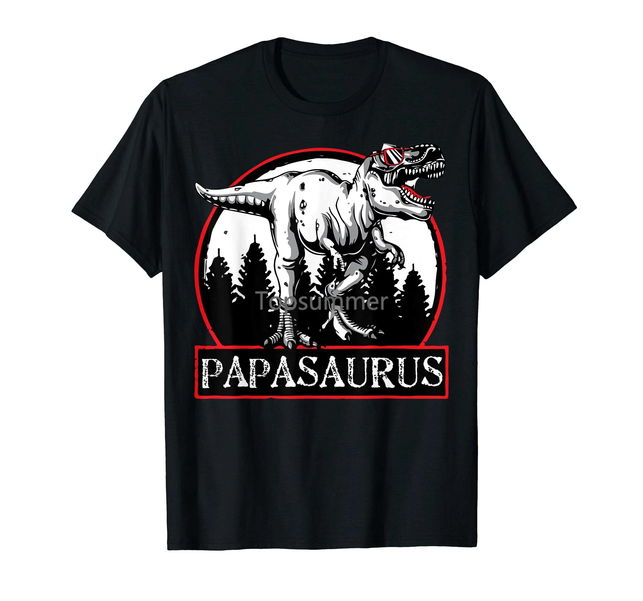 Papasaurus T-Rex T-Shirts Cool Dinosaur With Sunglasses-Men'S T-Shirt-Black