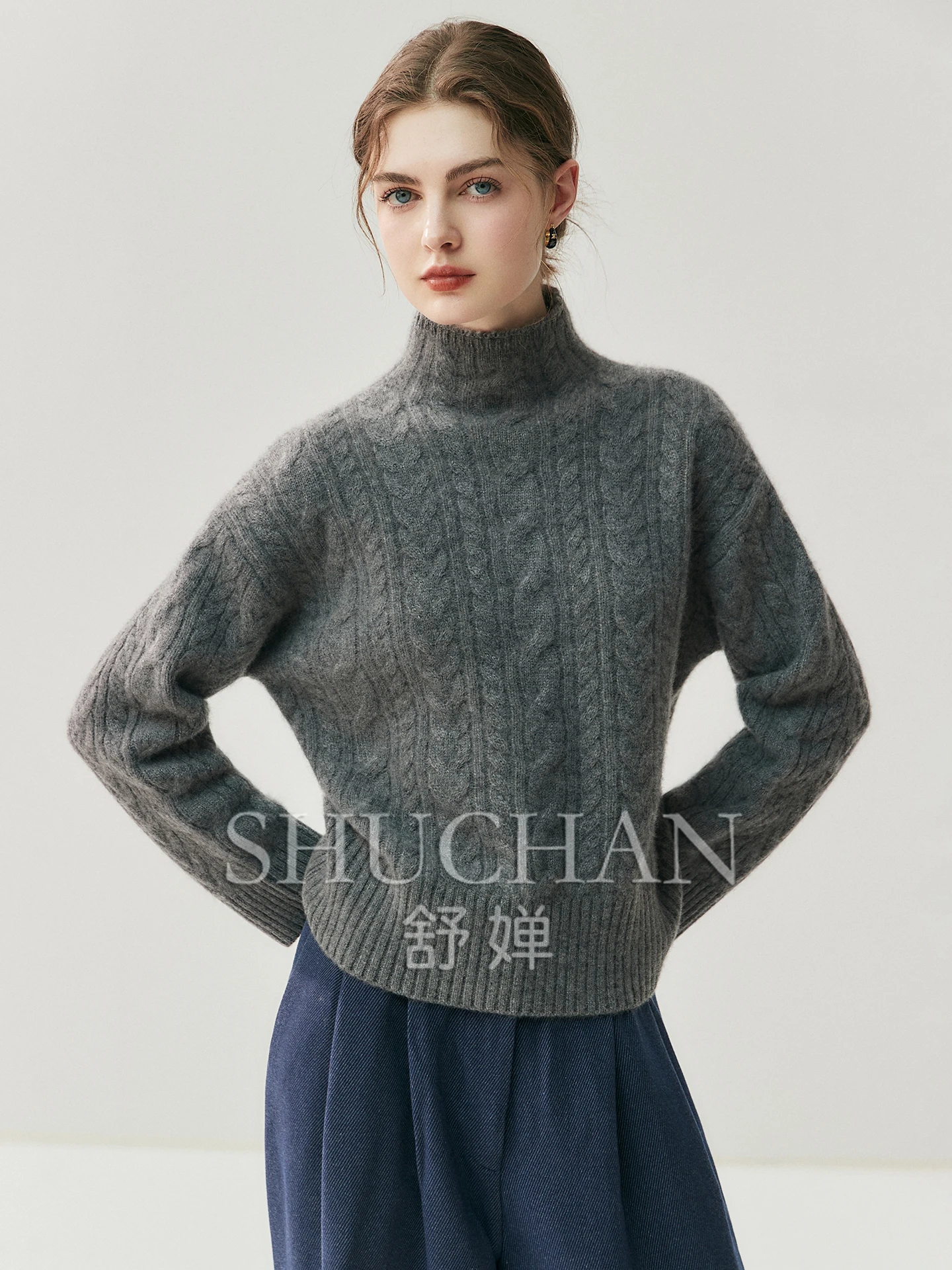 

woolcashmere sweater femininity sweater 2025 autumn and winter new semi-turtleneck knitted wool sweater