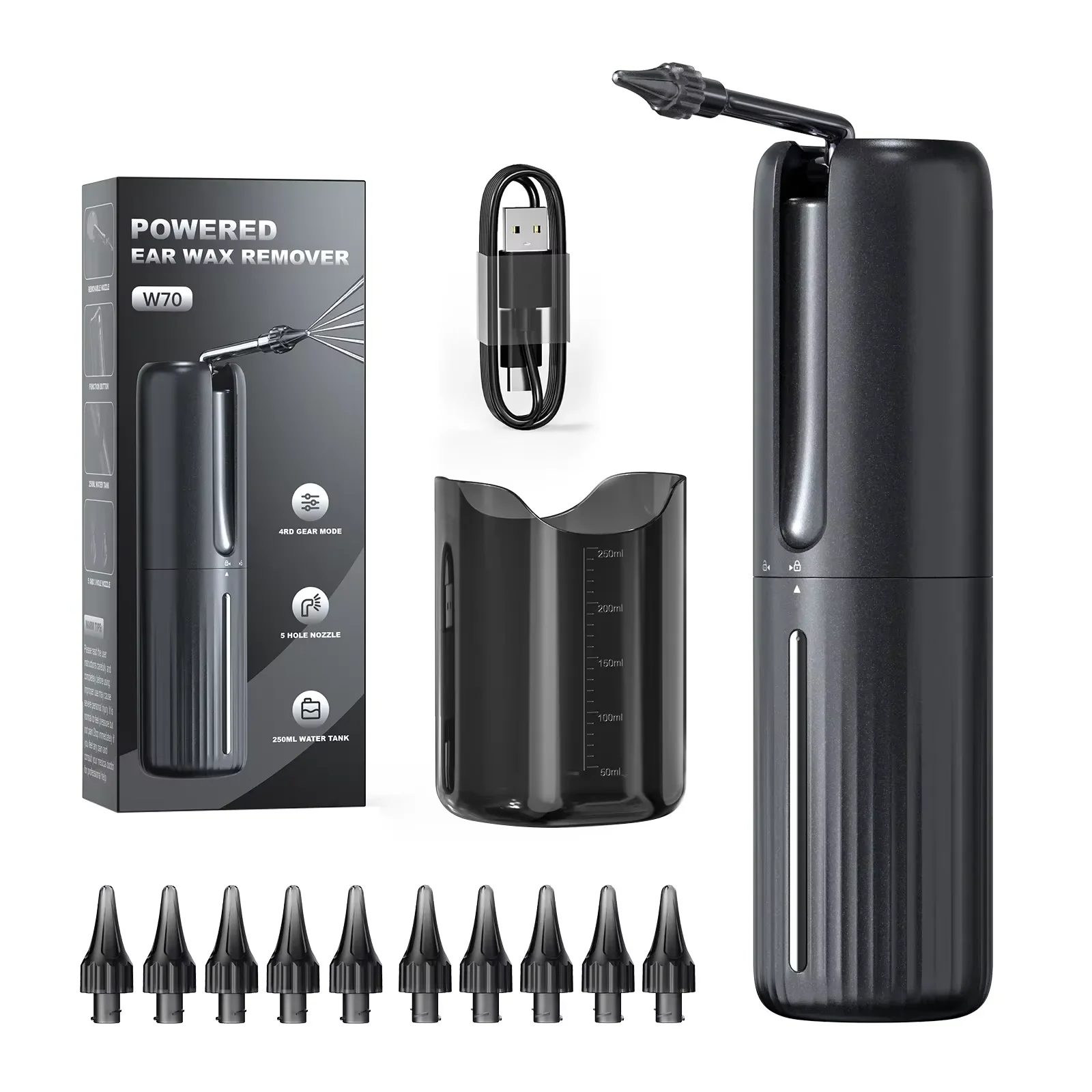 OEM 10Pcs Ear Tips Shower Earwax Remover Irrigation Cleaner Tool Kit Powered Electric Ear Flushing Washer Washing Device Machine