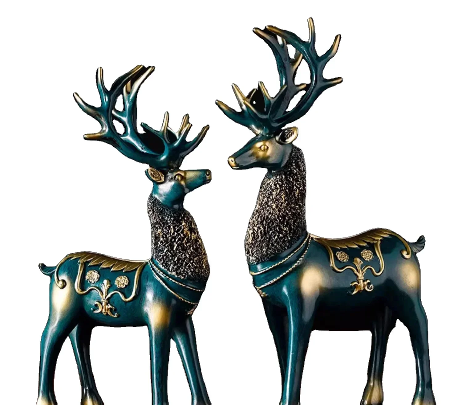 

Wholesale Retro Resin Crafts For Home Decoration Gold Pair of Snowflake Deer Ornaments