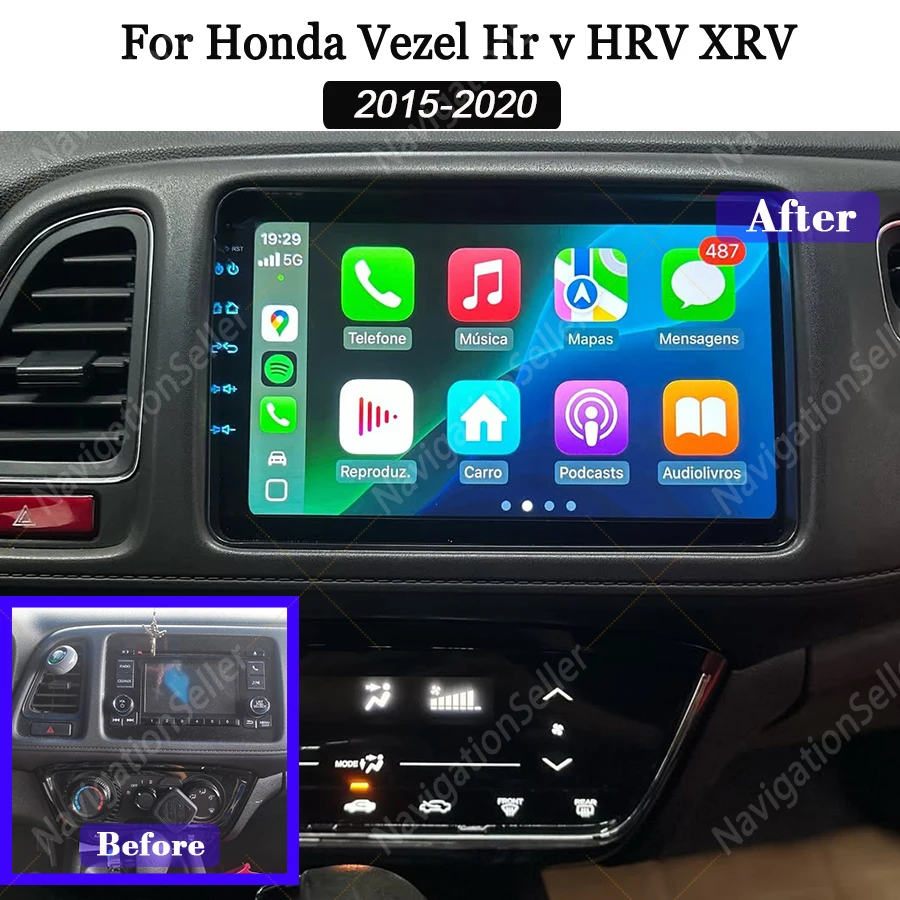 

Android Auto For Honda Vezel HR V HRV XRV 2015 - 2020 Wireless Carplay Radio Multimedia Head Unit Navigation Google Map Bluetoot