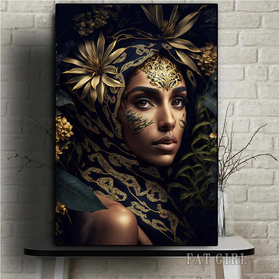 Flowers Gold African Woman 5d Diamond Art Painting Nordic Fashion DIY Full Round Drill Diamond Mosaic Embroidery Handmade Crafts