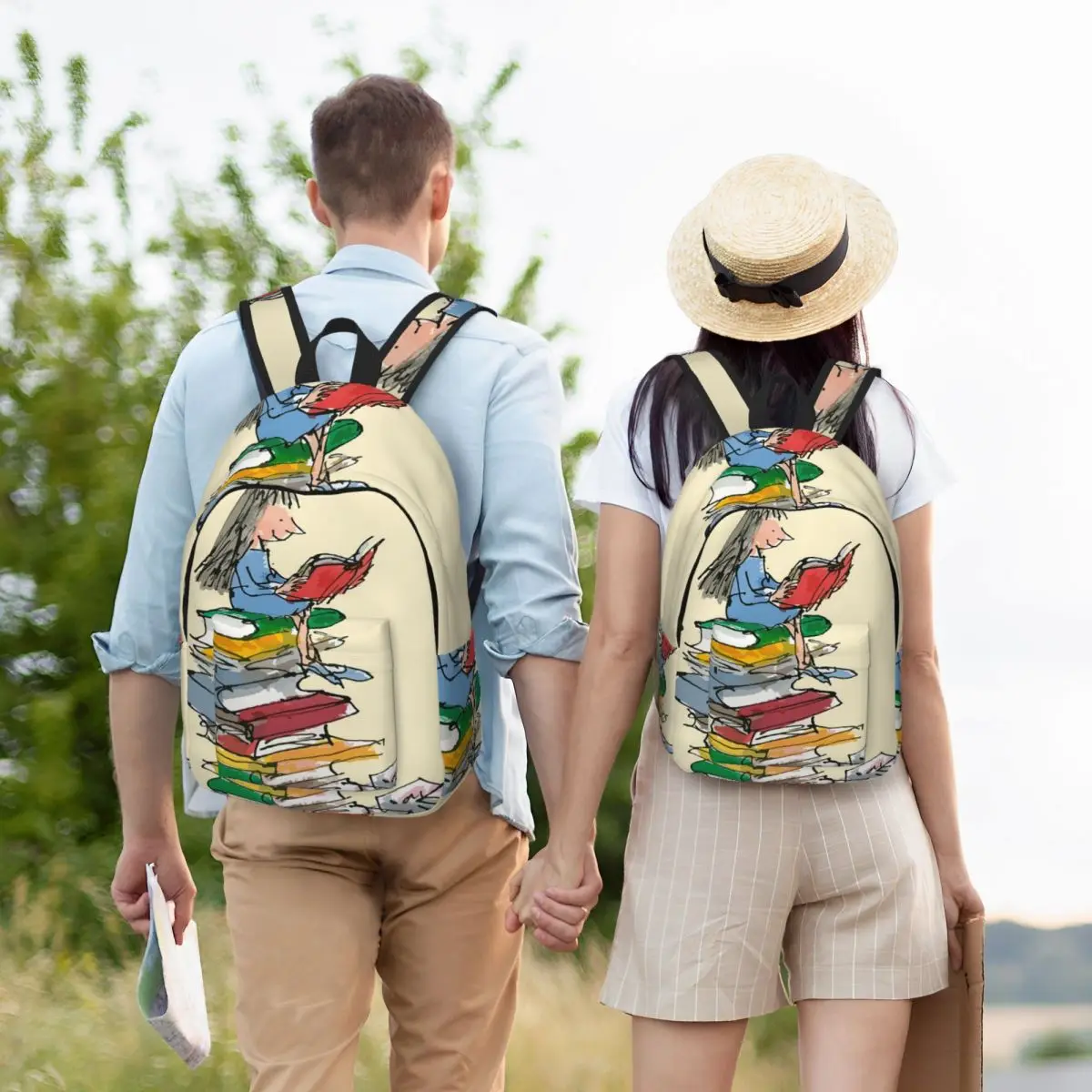 

Matilda Reading Backpack Student Boys Girls BookBag Kids School Bag Computer Shoulder Bags for Men Women