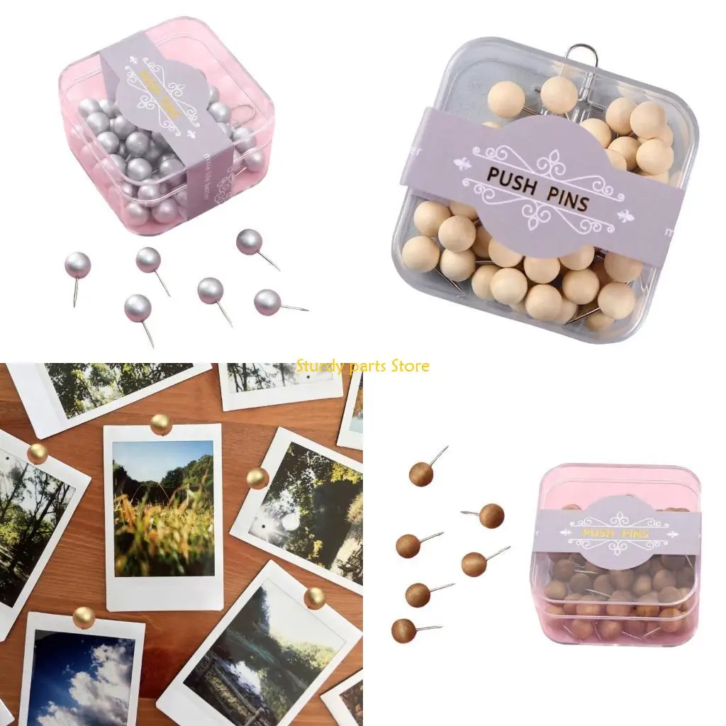 97QC 50 قطعة دبابيس ضغط الخشب والمعادن لوحة الفلين دبابيس مكتب لوحة الإعلانات دبابيس Uprgades لتثبيت الورق والصور بشكل آمن #1