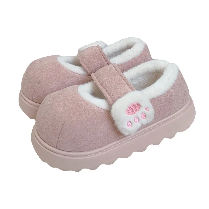 Cute Kitty-Pantoufles décontractées en coton pour femmes, chaussures chaudes en coton velcro, à l'offre elles optiques croissantes, vêtements pour paresseux, recommandé pour l'hiver