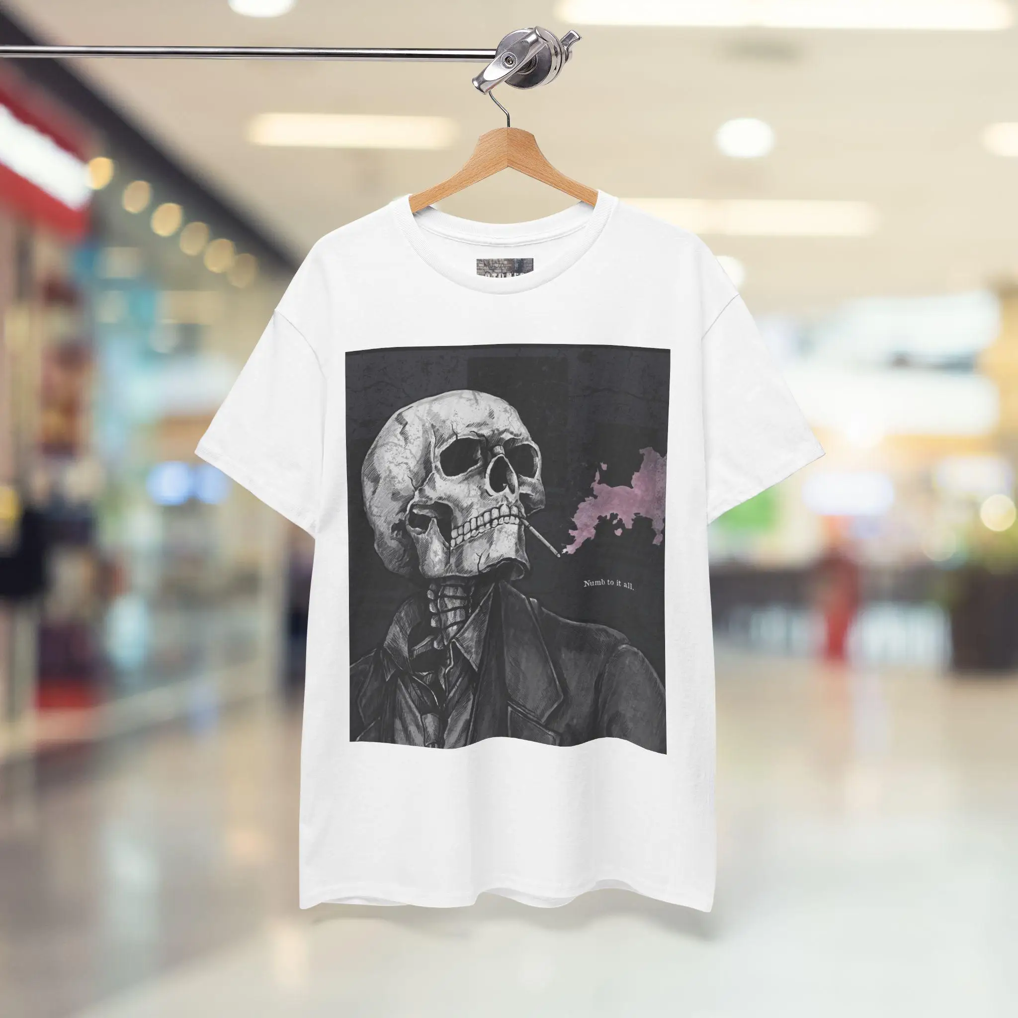 2026 Gothic Skull Pattern T-shirt Men's Retro Black and White Printed Short Sleeve Street Wear Neutral Casual Top