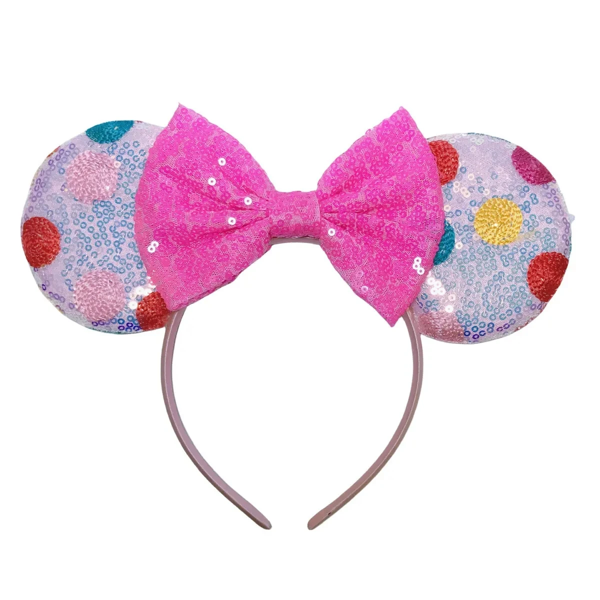 

Dot Woolen Yarn Pattern Mouse Ears Headband For Girls Shinny Sequin Bow Hairband Festival Party Cosplay DIY Hair Accessories