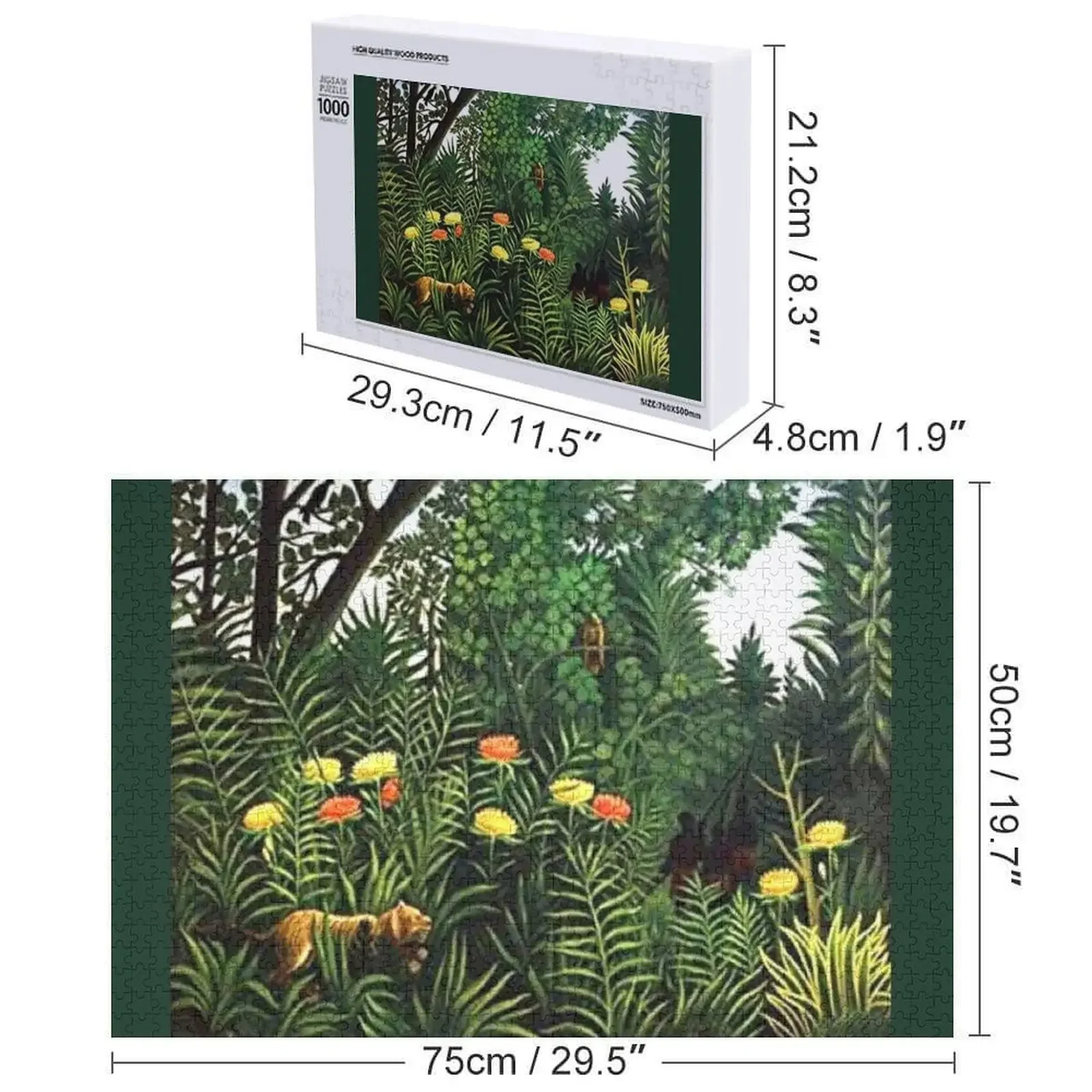 Henri Rousseau - Tigar Puzzle Drewniane Puzzle z Własnym Imieniem dla Dorosłych, Drewniana Dekoracja, Obrazy, Puzzle
